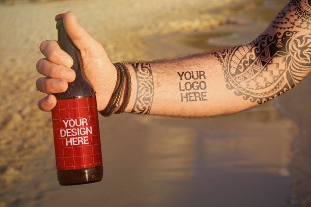 Beach Beer Tattoo Style | Logo